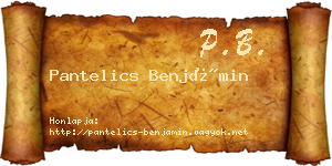 Pantelics Benjámin névjegykártya